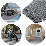 16 PCS Modular Interlocking Cushion Interlocking Floor Tiles with Hole Drainage Mat 10" x 10" Non Slip Pool Deck Mat Outdoor for Drain Deck Pool Patio Shower Kitchen Balcony (Grey)