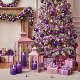 Homemory Purple Flickering Flameless Candles, Battery Operated Acrylic LED Pillar Candles with Remote Control and Timer, Purple Decor, Set of 5