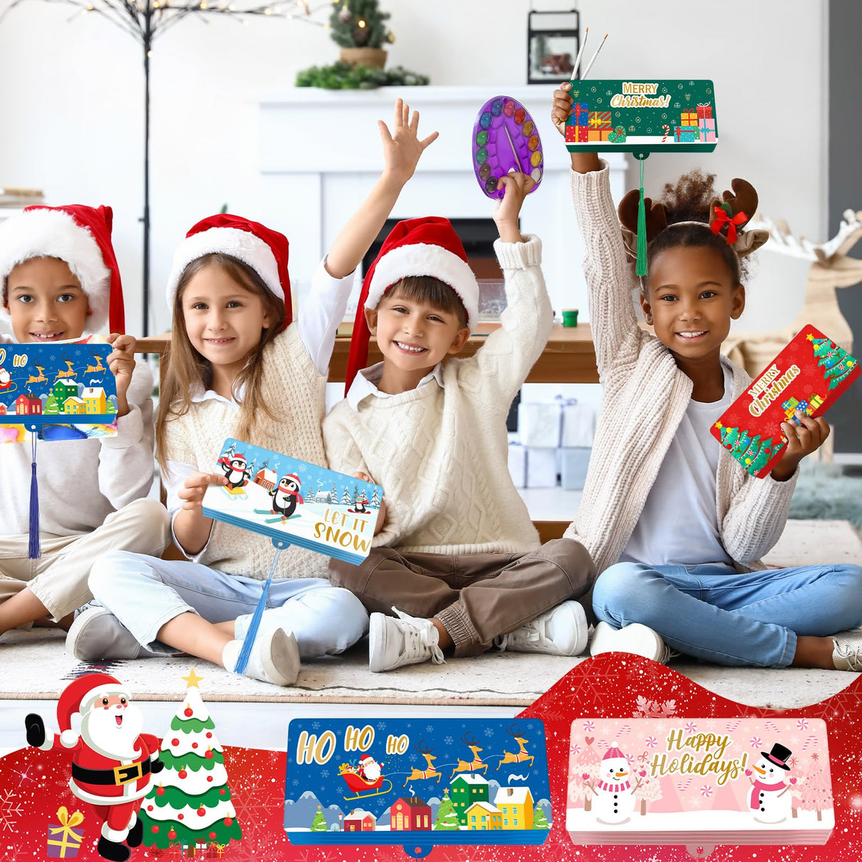 TecUnite 5 Pieces Christmas Money Holder Christmas Surprise Money Card Holder with 6 Slots Xmas Gift for Xmas Cash Card Supplies(Classic)