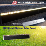 SHONELIGHTING Solar Step Lights for Outside, 33 Focused-Beam High-Brightness LEDs, Waterproof Aluminum Outdoor Stair Light for Risers, Curbsides, Poolsides, Planter Edges (Warm White, 6Pack)