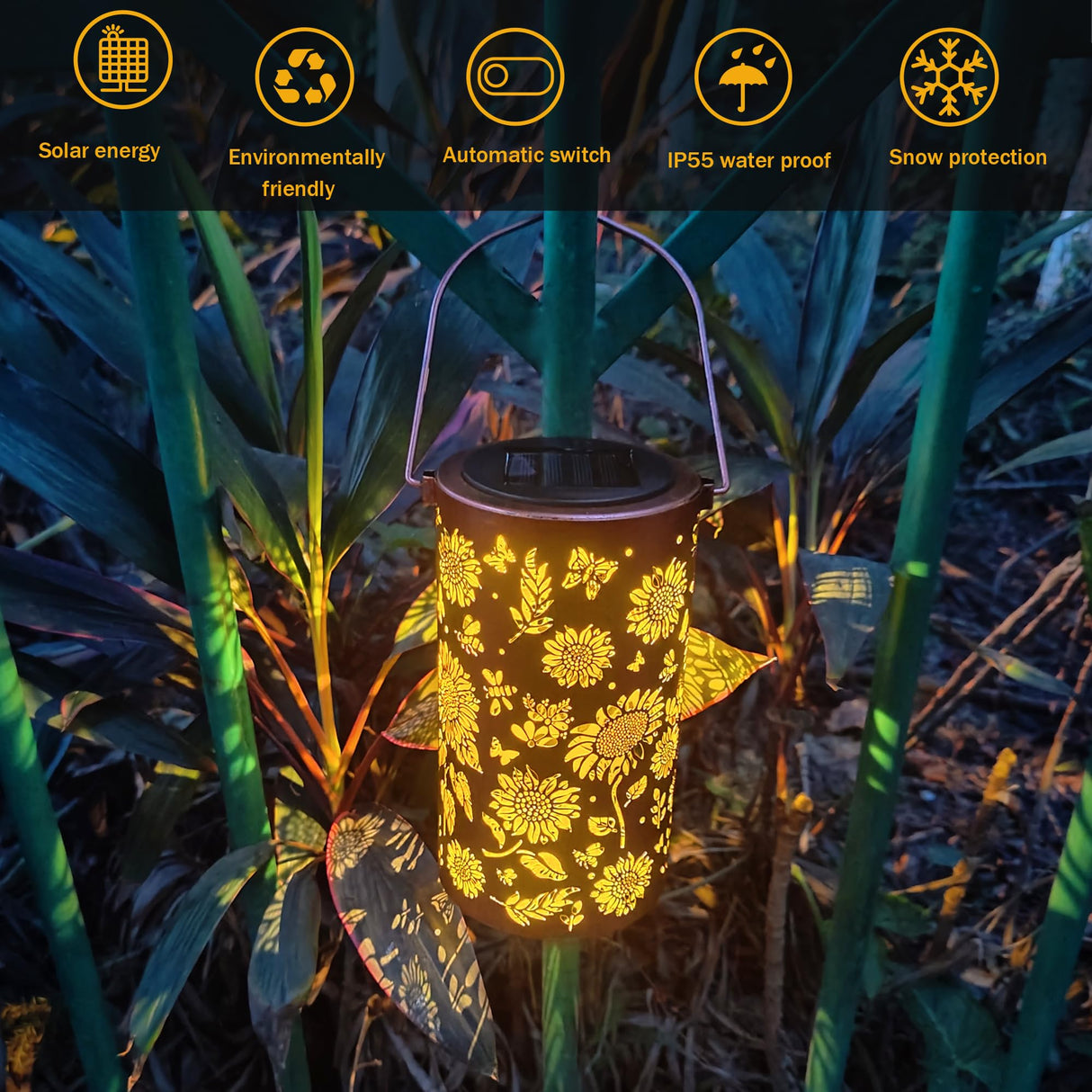 ANYTALK 2Pack Sunflower Solar Lanterns Outdoor Waterproof, Birthday Gifts for Women Mom Grandma, Hanging Solar Lights for Yard, Patio, Porch, Garden Decor, Christmas Gifts for Her/Him