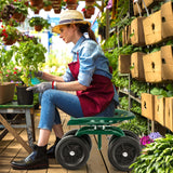 LDAILY Garden Seat with Wheels, Heavy-Duty Utility Stool Cart with Adjustable 11"-16" Height & 360° Rotatable, Rolling Garden Cart with Seat for Lawn Planting, Yard Work, Patio Gardening (Green)