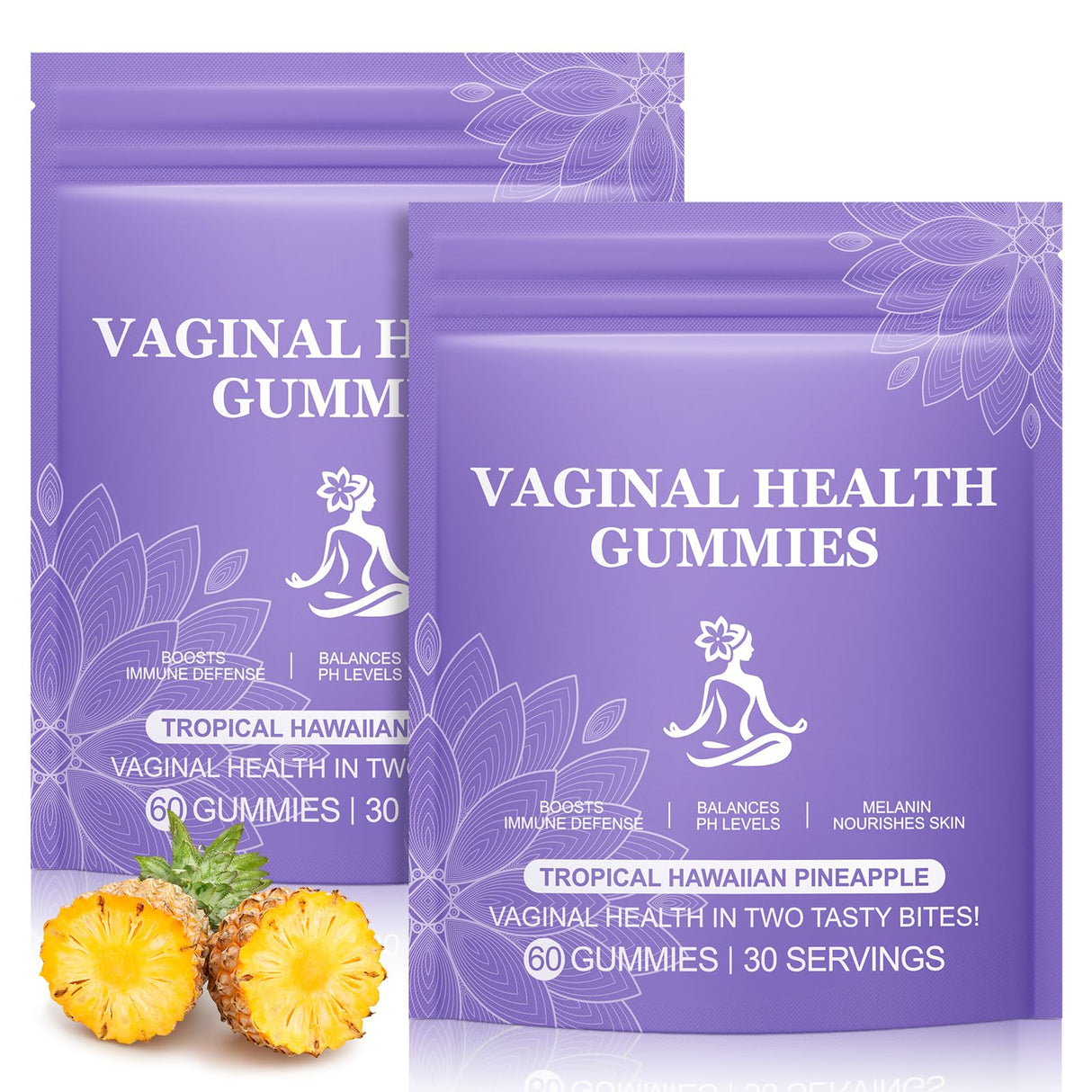 120 Count Vital Natural Vaginal Probiotics Source Feminine Gummies, PH Balance for Women, Improve Immune, Hawaiian Pineapple Flavor, Vegan & Low Sugar, Premium Balance Gummies
