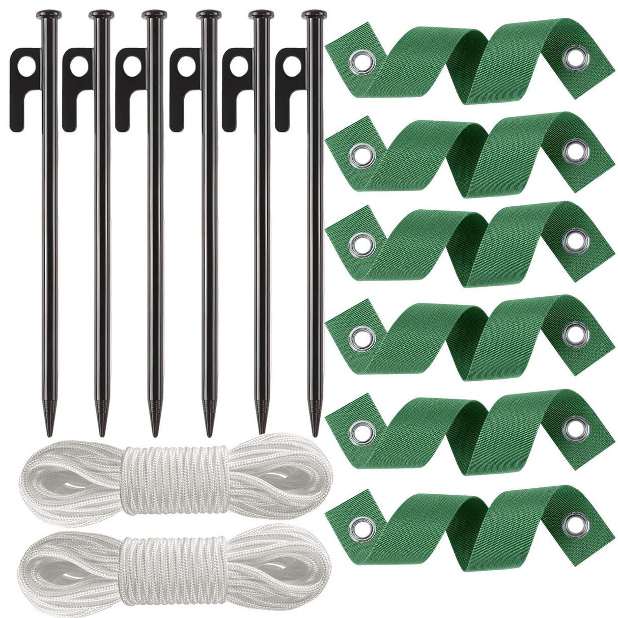 6 Pcs 12 Inch Heavy Duty Steel Tree Stake Kits, Tree Stakes and Supports for Young Trees Against Bad Weather Leaning Tree Anchor Straightening Kit, Bonus Tree Straps & Rope for Anchoring