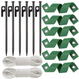 6 Pcs 12 Inch Heavy Duty Steel Tree Stake Kits, Tree Stakes and Supports for Young Trees Against Bad Weather Leaning Tree Anchor Straightening Kit, Bonus Tree Straps & Rope for Anchoring