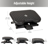 Mind Reader Foot Rest, Under Desk at Work, Ergonomic, Height Adjustable, Office, Plastic, 17"L x 13"W x 6.25"H, Black