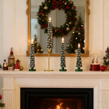 MUMCHASI 4 Pcs Flameless Taper Candles, Christmas Tree Candles with Remote, Battery Operated Candlesticks, Flickering LED Window Candlelights Real Wax Christmas Candlesticks H9.45,11.4”Green