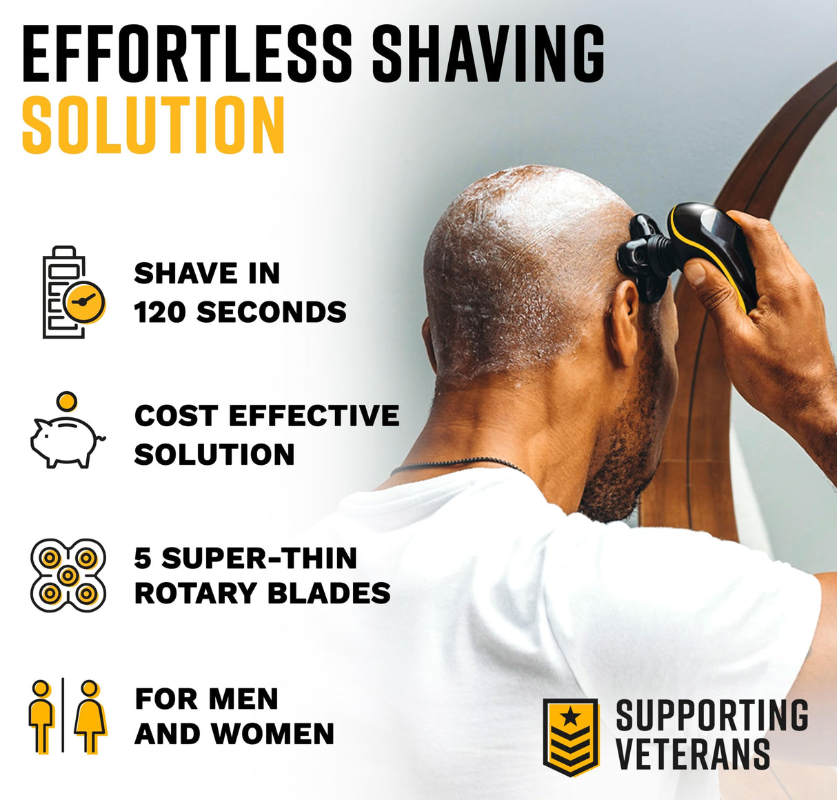 The Cut Buddy Bald Buddy Head Shaver, Waterproof, Rechargeable Electric Razor, Cordless, Ergonomic Design, Battery & Cleaning Indicator