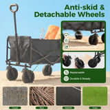 DUMOS Collapsible Wagon Cart, 330lbs Capacity, Black