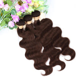ALLRUN Brown Body Wave Bundles Human Hair 18 20 22 Inch Reddish Brown Human Hair Extensions 12A 100% Unprocessed Brazilian Virgin Hair 3 Bundles Chocolate Color Body Wave 4# Color
