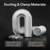 VIVOSUN 4 Inch Flexible Aluminum Ducting, 25 Feet Long Flex Air Duct with 2 Clamps, Heavy-Duty Multi-Layer Dryer Hose Vent Kit for Heating Cooling Ventilation and Exhaust