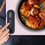 Revolutionary Rollable Full Surface Heating Warming Mat for Food Party Buffet Daily Use, Portable Electric Silicone Defrosting Tray, Hot Plate Keep Food Warm (Light Pink)