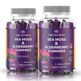 TrueSeaMoss Sea Moss Gummies, Contains Irish Sea Moss, Extract, Burdock Root, Bladderwrack, Seamoss Gel Gummies for Immune Support, Energy (60 pcs Pack of 2, SeaMoss and Elderberry)