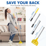 KULED Heavy Duty Industrial Mop, Commercial Cotton Mop with 59 Inch Handle, Looped-End String Wet Mops with 2 Heads for Floor Cleaning, Workshop, Warehouse, Home and Garage