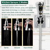 CECEFIN Kitchen Faucet Hose Attachment, Sink Sprayer Replacement Head with 4.9 Ft Stainless Steel Hose, Water Saving Aerator with 3-Way Diverter Valve for Hair Washing Laundry Room and Pet Shower