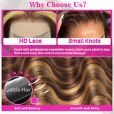 GAOYIFU Ombre Lace Front Wig Human Hair Highlight 13x6 HD Body Wave Lace Front Wigs Human Hair Pre Plucked Honey Blonde 180 Density 4/27 Frontal Glueless Highlighted Wig for Black Women 28 Inch