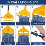 KeFanta 2 Pack Commercial Mop Heavy Duty Industrial Mops,60 inch Long Handle with Looped-End String Cotton Wet mop Head Replacement for House,Kitchen,Laminate,Tile,Vinyl,Hardwood Floor Cleaning(Blue)