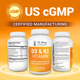 2 Pack Dr. Berg Vitamin D3 K2 w/MCT Powder - Includes 10,000 IU of Vitamin D3, 100 mcg MK7 Vitamin K2, Purified Bile Salts, Zinc & Magnesium for Ultimate Absorption - K2 D3 Vitamin Supplement - 120 Capsule