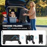 48" XL Collapsible Wagon Cart, 560 lbs Capacity Heavy Duty Folding Wagon with 7" All-Terrain Wheels, Foldable Utility Wagon for Camping, Garden, Shopping, Sports & Moving