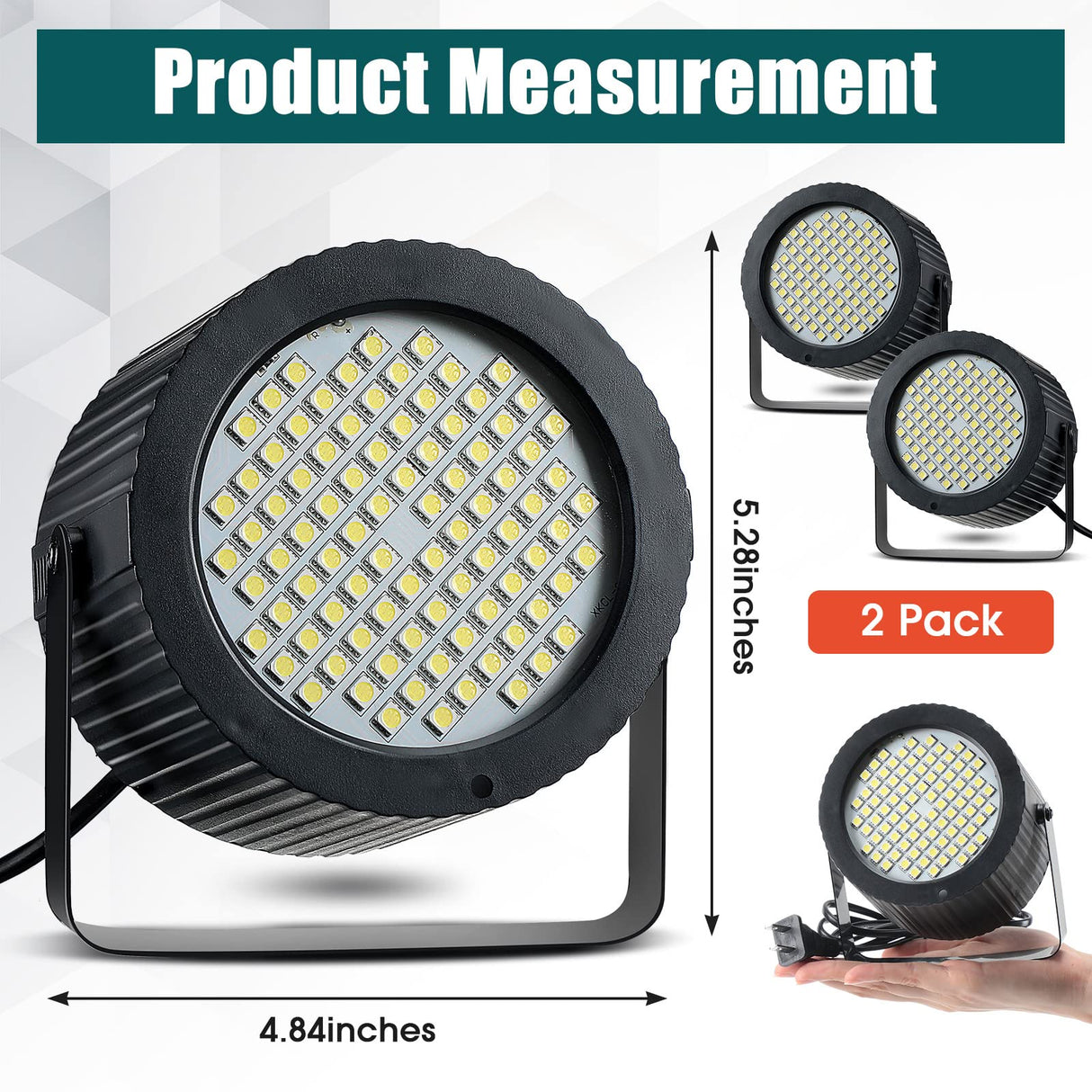 Funtery 2 Pcs Bright Halloween Strobe Light 88 LEDs Flash Party Lighting Sound and Speed Modes Flashing Stage Lights for Christmas Birthday Party Room Dance DJ Bar Karaoke Show Wedding(White)