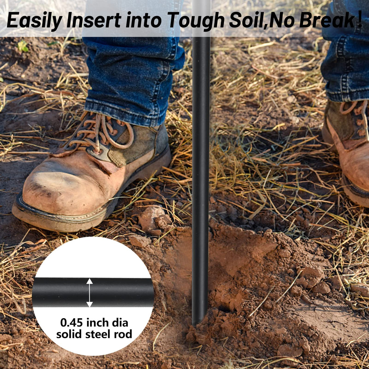 cogardenshower Metal Soil Probe Rod - Septic Tank Locator Tool with T Handle,32-48 Inch Adjustable Ground Probe Rod Steel for Tile Probing,Soil Compaction, Pipe and Gopher Runs Locating
