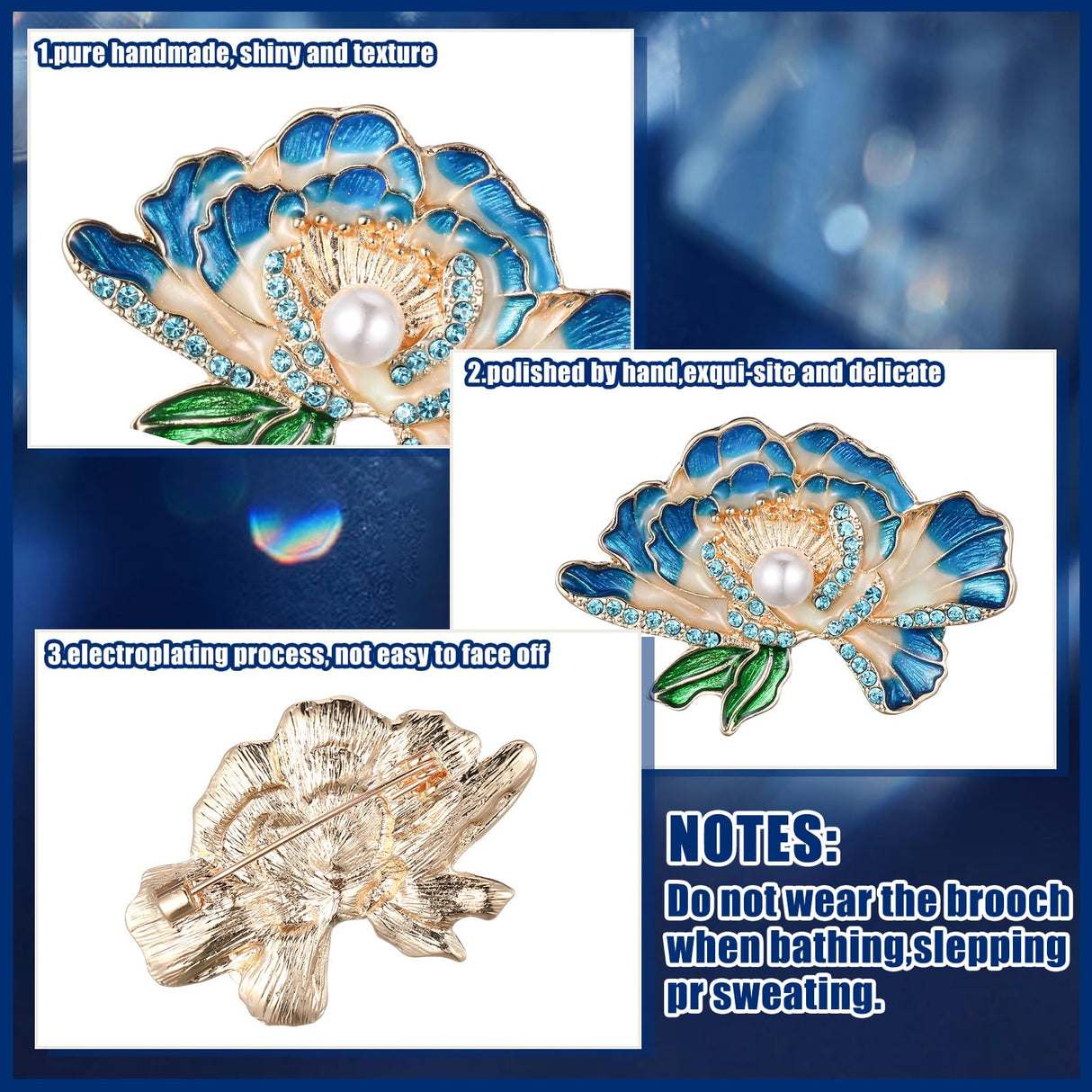 Junkin 12 Pcs Women Brooches Bulk Vintage Rhinestone Pin Set,Flower