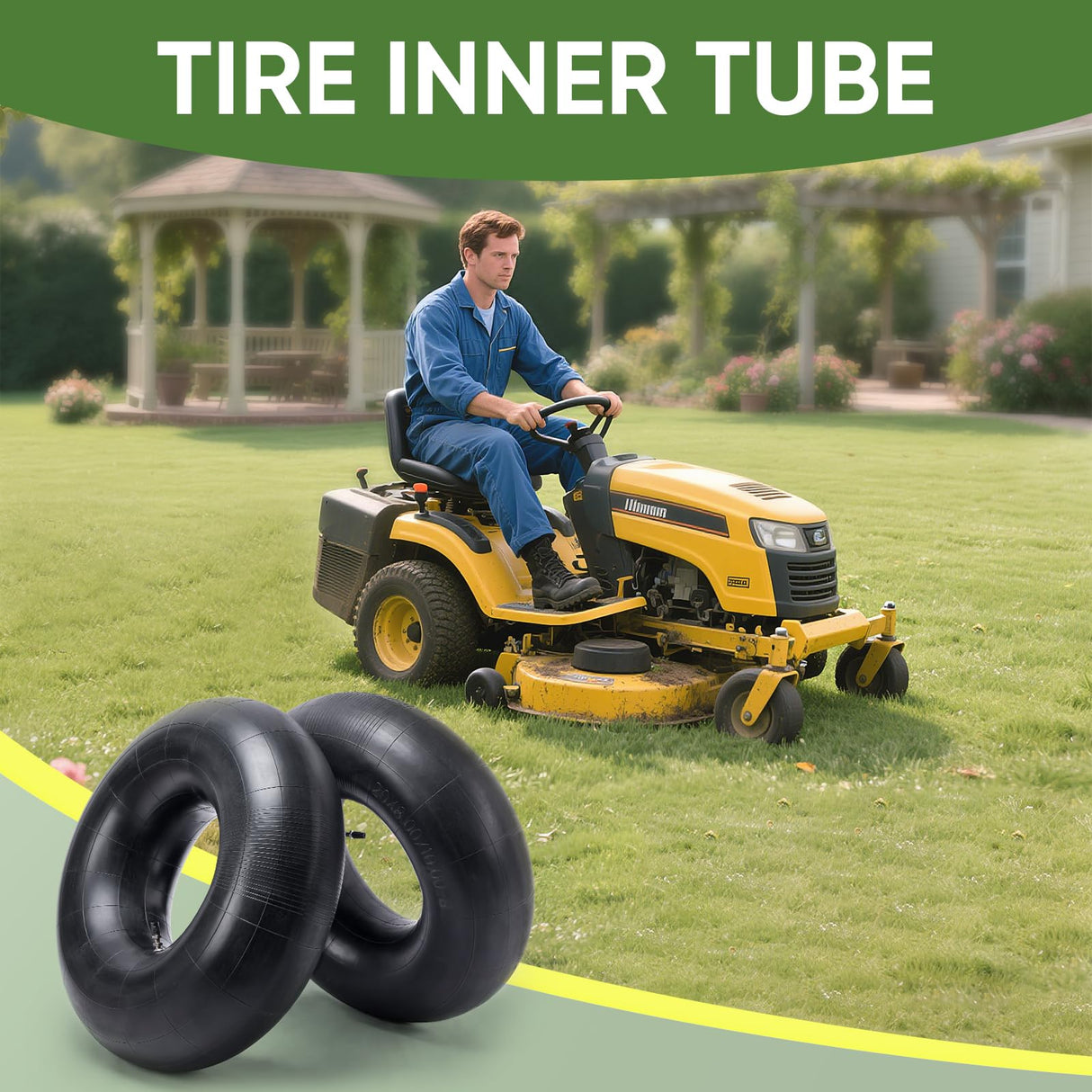 TICONN 20x8.00-8, 20x10.00-8 Inner Tube, 2 Pack Inner Tire Tube for Wheelbarrow Tires, Replacement Tube with TR-4 Straight Valve Stem for Wheelbarrows, Lawn Mowers, Garden Tractor, ATVs, Tractor