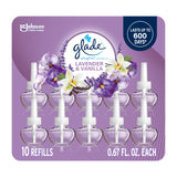 Glade PlugIns Refills Air Freshener, Scented and Essential Oils for Home and Bathroom, Lavender & Vanilla, 6.7 Fl Oz, 10 Count (Packaging May Vary)
