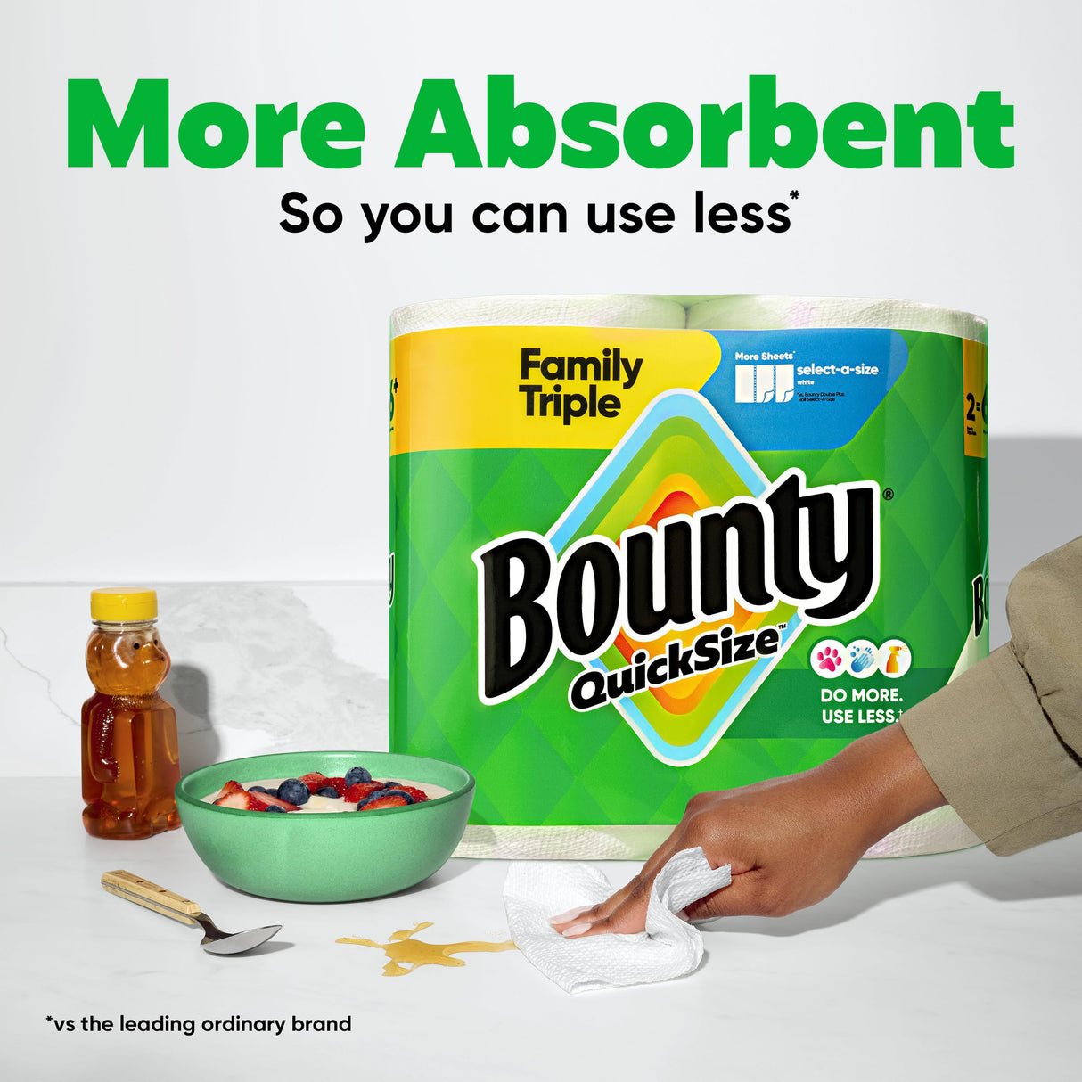 Bounty Paper Towels Quick Size, White, 16 Family Rolls = 40 Regular Rolls (Packaging May Vary)