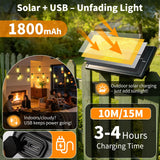 FUANXIEI Outdoor Solar String Lights Waterproof: ST38 50ft Shatterproof Patio Lights - Solar Powered & USB Dual Charging - 3 Modes Button Control - Garden Backyard Gazebo Porch Party Decor