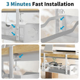 Under Desk Cable Management Tray, Litwaro No Drill, Metal Tray with Clamp for Wire Management, Cord Organizer Home Office Damage to Standing Desk, White, 13.38''