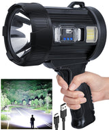 Sigoobal Rechargeable Spotlight,2000000 LM Super Bright Handheld Spot Light LED Flashlight High Lumens,Powered Spotlight Large Searchlight Outdoor with Solar Panels for Boating Camping Hunting
