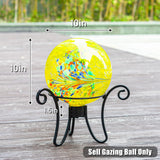 VCUTEKA Gazing Ball, Glass Gazing Balls Sphere for Garden Lawn Outdoor Ornament Yard Decorative, Yellow Swirl, 10"