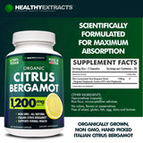 Healthy Extracts Citrus Bergamot Supplement – 150:1 Extract, 1200mg per Serving, 80% Polyphenols, Supplement for High Cholesterol, Italian Sourced, 60 Count, 1 Month Supply, Made in The USA
