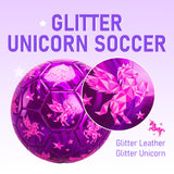 INPODAK Toddler Soccer Ball Size 3 Cartoon Unicorn Pink Ball for Kids 2-8 with Pump, Mesh Bag and Gift Box for Birthdays, Parties and Operation Christmas Child Shoebox