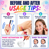 Jim&Gloria Water Resistant Face Paint Tattoo Pen, Temporary Tattoo Markers for Skin, Body Painting Kit, Teen Girl Gifts Trendy Stuff, Makeup Toys Crafts, Christmas Gifts for Teenage Girls, Adults
