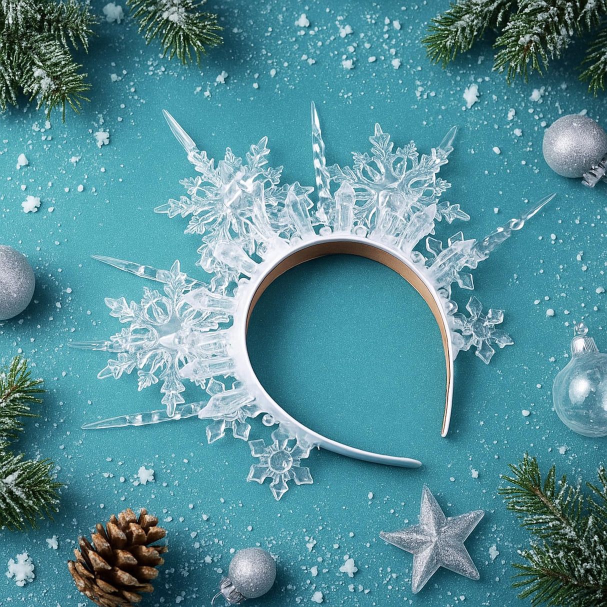 Suncalla Christmas Halloween Queen Crown Winter Snowflake Crystal Headband for Halloween Crowns Bride Women Quinceanera Headpieces Prom Party Princess Dress up Costume Hair Accessories