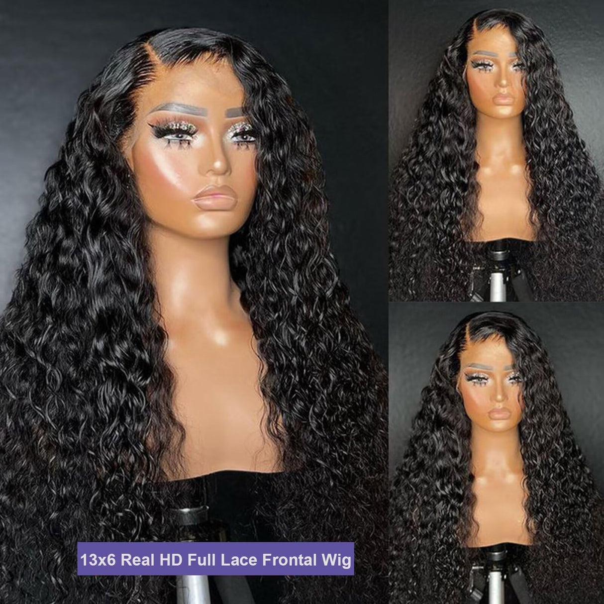 Lemoda 28Inch 12A 210% Density 13x6 SKINLIKE Real HD Lace Water Wave Full Lace Frontal Wigs Deep Wave Virgin Human Hair Invisible 0.1mm Ultra-thin Frayed Ends Wet and Wavy Lace Front Wig Tiny Knots