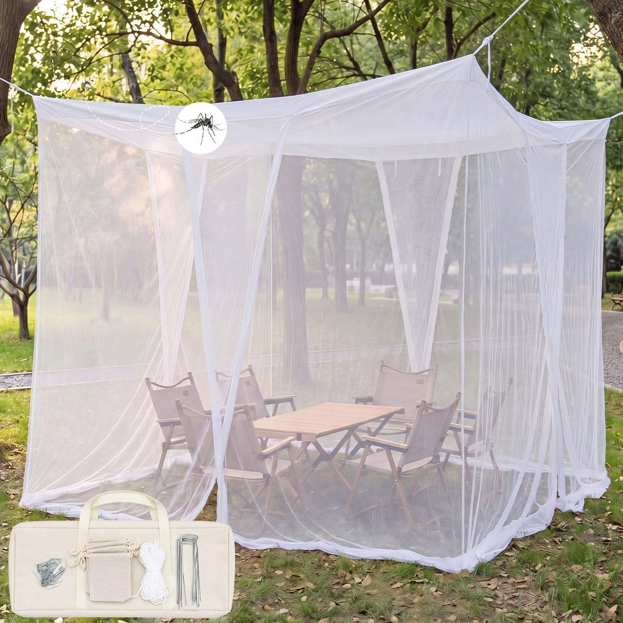 Gilprop Extra Large Mosquito Net for Patio 12.5 x 10 ft Outdoors Four Sided Insect House Screen Netting White Outside Canopy Bug Protection Netting for Gazebo Porch Garden Terrace
