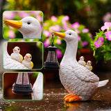 QZQRMZ Solar Powered Duck Garden Statue with LED Lights, Waterproof Resin, Outdoor Decor for Patio, Lawn, Yard, Pond (Style 1)