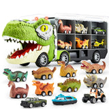 JOYIN 13 in 1 Dinosaur Toys for Kids 3-5, Dinosaur Truck with 12 Pull Back Cars, Birthday Gifts Toys for 3 4 5+ Year Old Boy, Transport Carrier Truck for Toddlers, Christmas Great Gifts for Grandkids