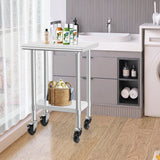 HARDURA Stainless Steel Commercial Table Prep & Work Table with Casters Heavy Duty Metal Table with Wheels NSF 430 18×24 Inches
