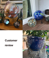 iLTreFlo 2 Pack Metal Gazing Ball Stand for 10 or 12 Inch Outdoor Garden Gazing Globes,Metal Display Stand for Plant or Flowerpot Holder,Birdbath Bowl Stand 6 Inch Tall,Black