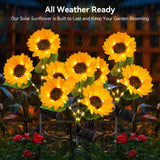 KOOPER Solar Lights Outdoor Garden Decor - Upgraded 3 Pack Solar Garden Lights with 9 Bigger Sunflower Lights, Solar Flowers Outdoor Waterproof for Flower Bed Yard Decor, Gift for Women Mom Grandma