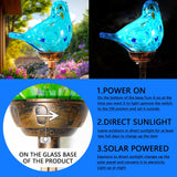 Garden Solar Lights,Solar Garden Stake Lights - Hand Blown Glass Decorative Garden Pathway Lights Outdoor Waterproof Sky Blue Bird Glass Stakes