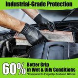TREEGO 10 Mil Black Nitrile Gloves Heavy Duty — 3D Diamond Texture Grip, Latex Free Disposable Rubber Mechanic Gloves, X-Large, 100 Count