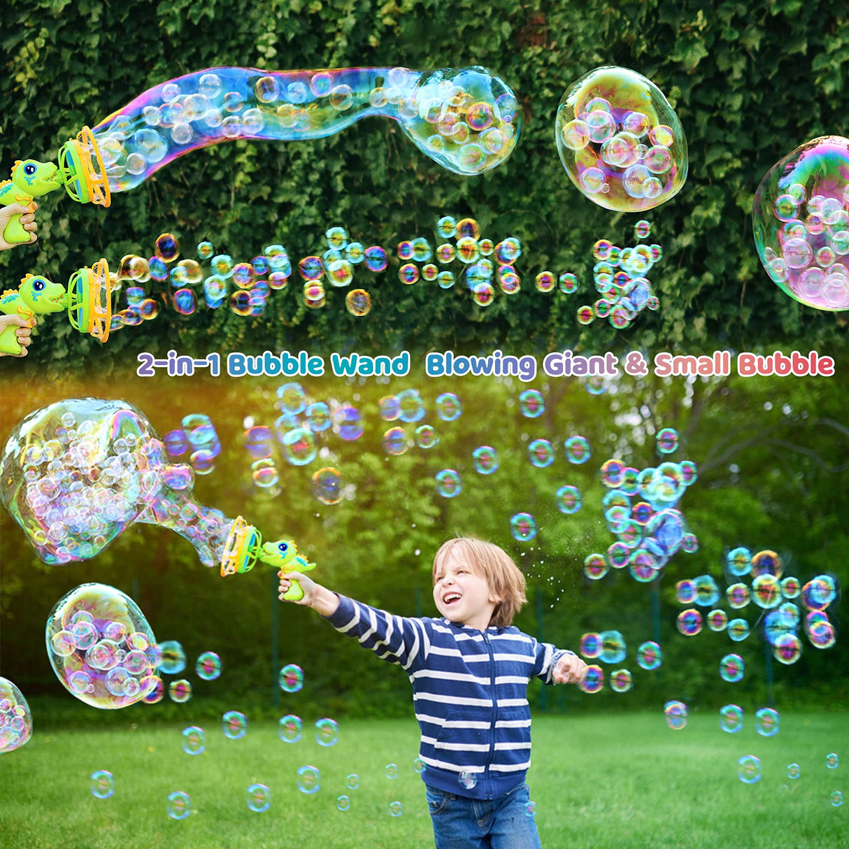 Bubble Gun Bubble Machine Dinosaur Bubble Blower Toy for Kids and Toddlers Bubble in Bubble Gun Party Favors Birthday Christmas Easter Gift for 3 4 5 6 7 8 9 Years Old Boys and Girls (Green)