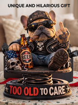 Pure Compression Too Old to Care Dashboard Bobbleheads Statue for Cars - Bulldog Figurine Decoration for Outdoor Garden - Funny Gag Gifts