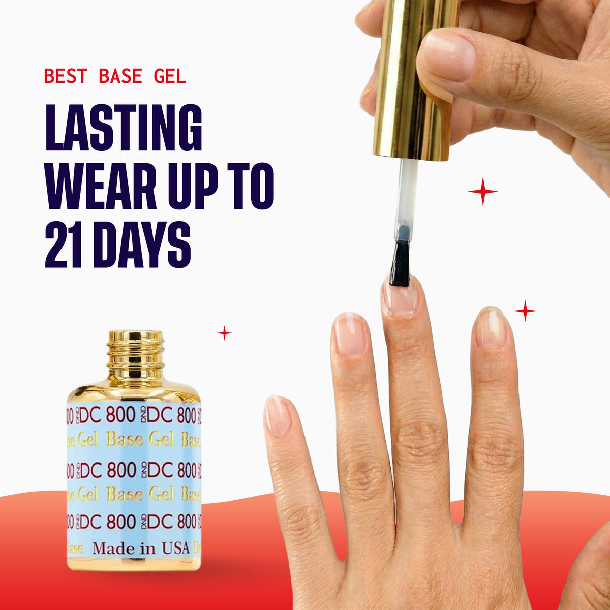DND DC Base Gel and Top Gel Polish No Cleanse Set, UV/LED GelBase Polish 800 and No Cleanse Top Coat 900, Salon Professional Gel Polish Duo, 0.6 Fl Oz Each