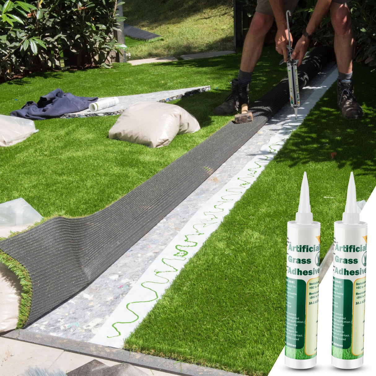 Threlaco 4 Tubes Turf Glue for Artificial Grass 10 oz Artificial Turf Tape Grass Paint Concentrate Glue Carpet Adhesive for Synthetic Surfaces(No Caulk Gun)